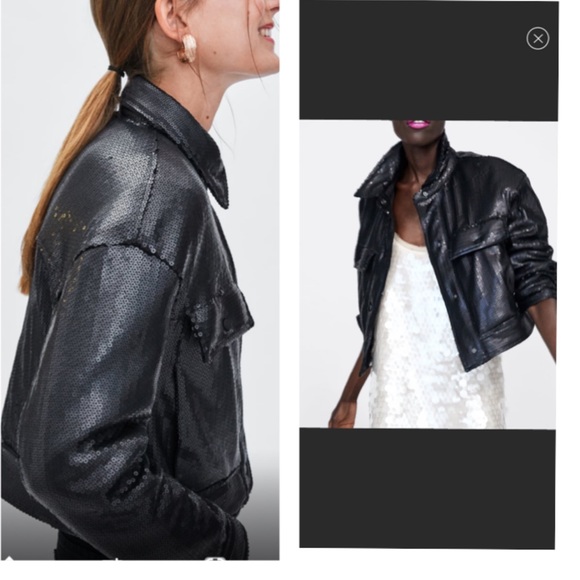 Zara Jackets & Blazers - ZARA black sequins puffer jacket , made of recycled water bottles